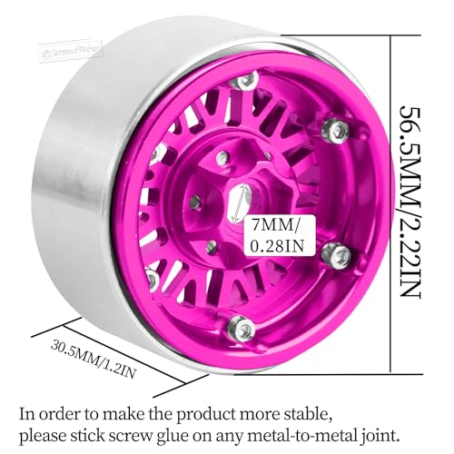 RC 1.9" Beadlock Wheels 1.9 Beadlock Rims for 1/10 SCX10 90046 AX103007 TRX4 TRX6 Gen7 8 D90 VS4-10 MST CFX RC Crawler,Alloy Aluminium 1.9 rc Wheels 1.9 rc Rims w/Wheels Ring,Pink - color: Pink(4pcs)