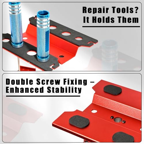 Rc Car Stand with Lit Lower Adjustable & 360'Rotatable, Rc Stand Repair Station with Shock Holder for TraxxasTRX4 Arrma Losi Axial Hsp Hbx Mix Wltoys, Wrenching On 1/8 1/10 1/12 1/14 Rc Rig Red - color: Red