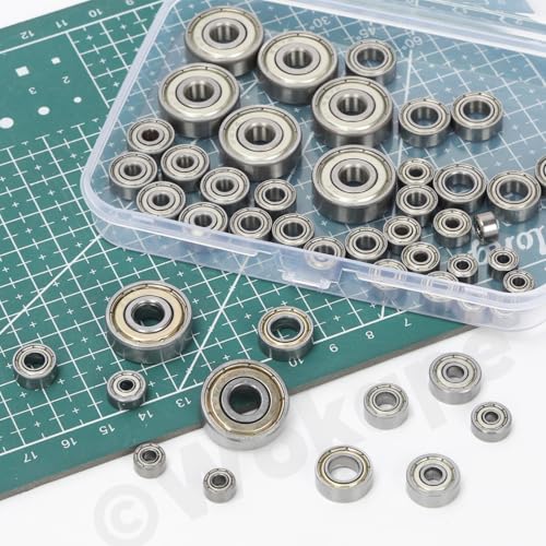 72Pcs 6 Sizes High Carbon Steel Bearings Assortment Set, 693ZZ, 623ZZ, 624ZZ, 685ZZ, 687ZZ,627ZZ Deep Groove Ball Bearings Double Shielded Miniature Deep Ball Bearings - style: High Carbon Steel-72Pcs