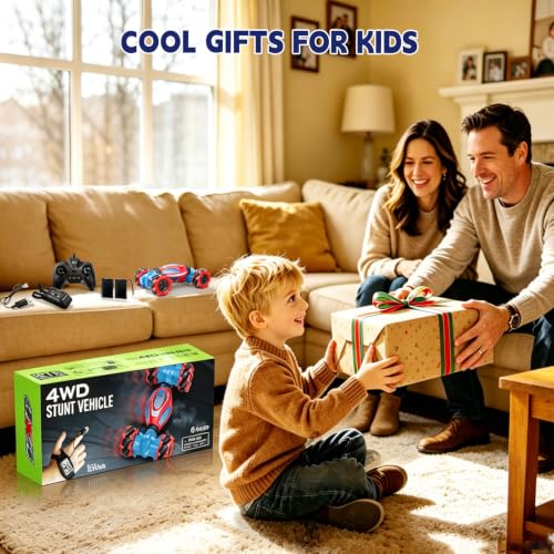 Remote Control Car - RC Drift Car Gesture Sensing Toy Boy Age 6-8-12 Gifts | Gesture Sensing RC Stunt Car for Kids Toys 6 7 8 9 10 11 12 Year Old Boy Birthday Christmas Presents with Lights Music - color: Red