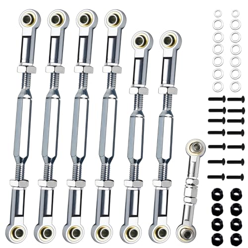 Stainless Steel Turnbuckle Links with Spacers Fit for Slash 4X4(VXL),Adjustable Tie Rods Suitable for 1/10 Traxxas Rustler 4X4 Rustler 2WD Stampede VXL RC Car Upgrade Hops Up Parts，Silver - color: Stainless Steel & Silver