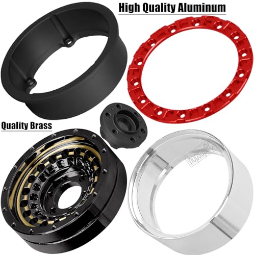 1.9 Beadlock Tire for 1/10 RC Crawler SCX10 90046 AX103007 TRX4 TRX6 Gen7 8 D90 VS4-10 MST CFX, Aluminum Deep Wheel w/Rubber Tires&Super Heavy Brass,1.9" Wheels and Tires,Black&Gold - color: Black&gold（4pcs）