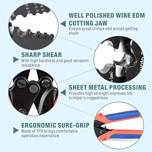 iCrimp Wire Rope Crimper Cutter Set with 150pcs Ferrules | Fits 0.1–2.2mm oval & double sleeves for cable railing DIY, compact ratchet swaging pliers