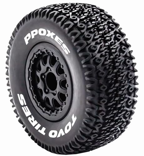 RC Short Course Truck Wheels and Tires with 12mm 14mm 17mm Hex Upgrade Parts for 1/10 Slash 2WD 4×4 Arrma Senton Axial Losi Redcat Rc4wd Hex RC Car.（Black）
