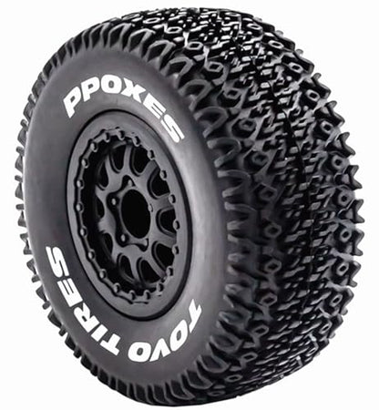 RC Short Course Truck Wheels and Tires with 12mm 14mm 17mm Hex Upgrade Parts for 1/10 Slash 2WD 4×4 Arrma Senton Axial Losi Redcat Rc4wd Hex RC Car.（Black）
