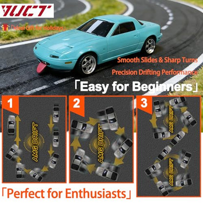 YUCT LD1804 1/18 Mazda Miata RC Drift Car with 3 Batteries Gyro | LDRC Drift Car 2.4Ghz Pop-up Lights Blue Drift RC Car for Adults - color: Ld1804-blue