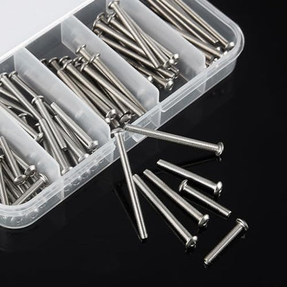 M3 x 20mm 25mm 30mm 35mm 40mm Button Head Socket Cap Screws Bolts, Stainless Steel 304, Metric Allen Hex Drive, Bright Finish, Fully Threaded, Assortment Kit 100PCS - size: Button M3x20-40 mm