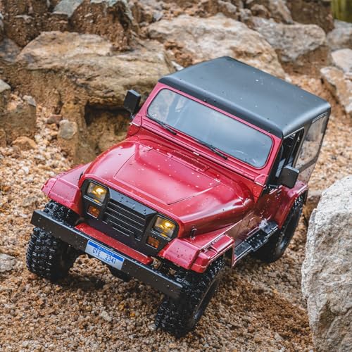 EAZYRC FMS Rochobby 1/10 RC Crawler Mashigan RC Truck 4x4 RTR, RC Car with Foldable Front Windcreen, Convertible Top (RS Version)