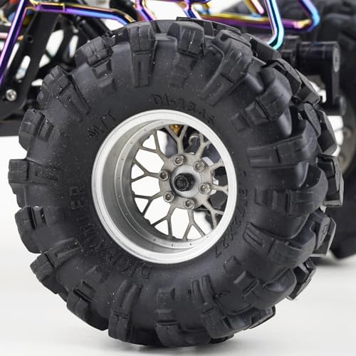 4PCS Grade 5 Titanium Wheel Face Aluminum 1.3 Inch Wheels Hubs for 1/24 Axial SCX24 FCX24 1/18 TRX4M Redcat Ascent-18 Upgrade Parts - color: Silver