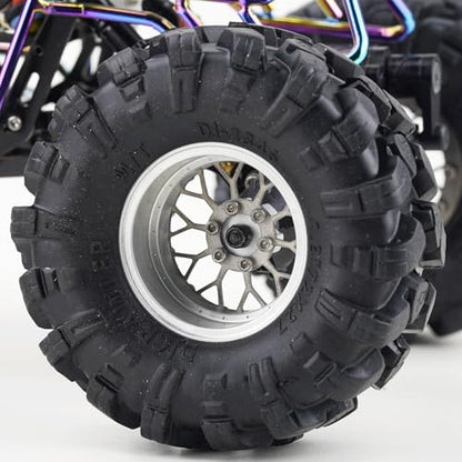 4PCS Grade 5 Titanium Wheel Face Aluminum 1.3 Inch Wheels Hubs for 1/24 Axial SCX24 FCX24 1/18 TRX4M Redcat Ascent-18 Upgrade Parts - color: Silver