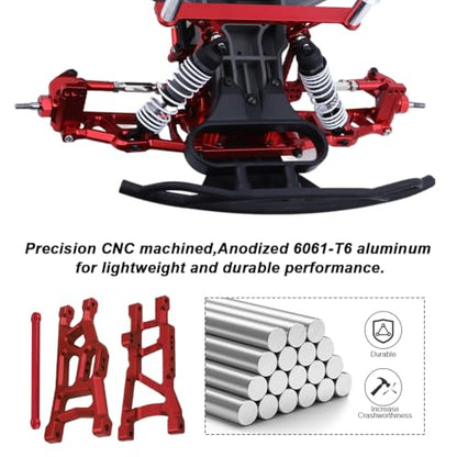 Hobbypark Aluminum Front & Rear Suspension A-Arms Set,Tie Bar for 1/10 Traxxas Slash 2WD RC Car Upgrade Parts Hop Ups, Replacement of 2555 3631 2532,Red - color: Red