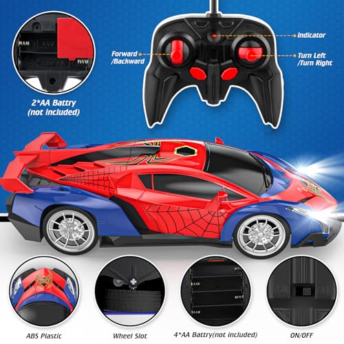 Growsland Remote Control Car for Kids, RC Cars for Boys Kids 1:18 Electric Vehicle Toy Car Hobby Racing Car Toys with Lights & Controller, Birthday Gift for 3 4 5 6 7 8 9 Year Old Boys Girls - color: Red