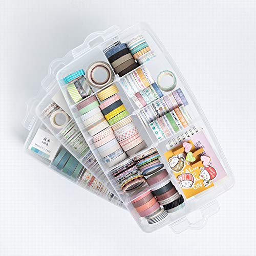 Sooyee 3-Tier Stackable Craft Organizers and Storage Box, Clear | 30 Compartments, Bead Organizer, Plastic Storage Box for Toys, Dolls, Arts and Craft, Washi Tape, Rock Collection, Ribbons - size: 3-Tier