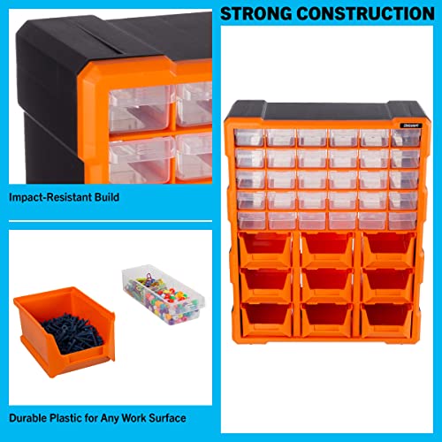 Stalwart Plastic Storage Drawers - 39-Drawer Screw Organizer, Black - size: 39-Drawer Screw Organizer