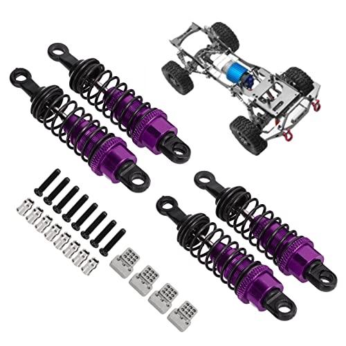 RC Shock Absorbers, 4Pcs 64 mm Metal Shock Absorber Damper with Shock Mount Aluminum Alloy Adjustable Remote Control Car Shock Absorber Oil Damper (Purple) - size: Purple