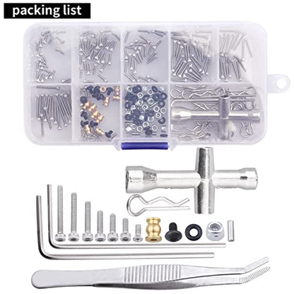 276Pcs RC Screw Kit RC Repair Tool Set for Hardware Fasteners for Axial SCX24 1/24 RC Crawler Truck Deadbolt C10 Jeep Betty