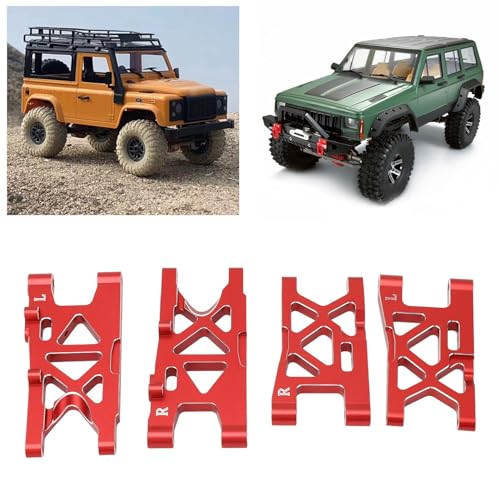 RC Front and Rear Suspension Arms Set Aluminum Alloy Upgrade Parts for Arrma 1/18 380 Brushed 4X4 Truck 380 Brushed 4X4 Small Scale Buggy, RC Car Upgrade Parts (Red) - color: Red