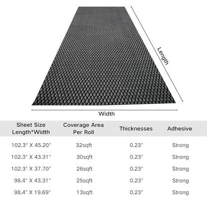 98.4"X43.31" Boat Flooring Self-Adhesive EVA Foam Boat Decking Marine Yacht RV Pool Non-Skid - color: Dark gray and black