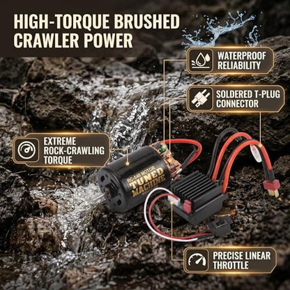 RC Brush Motor ESC, Brushed Motor ESC Combo Brush Cable T Plug 540 Brushed Motor for Axial SCX10 90046 for Redcat Gen 8 1/10 RC Car (35T) - size: 35T