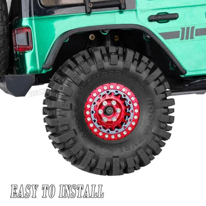 RC 1.9 Beadlock Wheels and Tires for 1/10 TRX4 TRX6 SCX10 SCX10 II 90046 SCX10 III AXI03007 SCX10 Pro Gen7/8 D90 VS4-10 MST CFX RC Crawler Car,4PCS Beadlock Rims 1.9 Wheel Tires,Red - color: Red - (1.9 Beadlock Wheels)