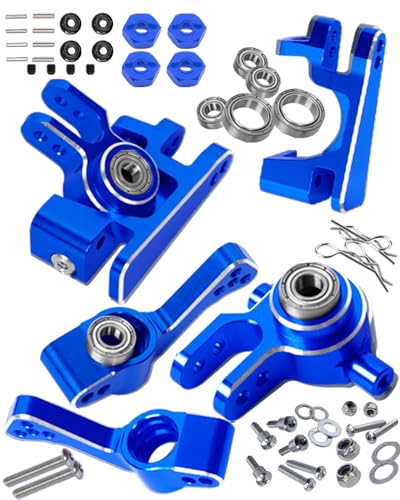 RC Upgrades Part for 1/10 Slash 4x4/Slash 4x4 VXL,Alloy Caster Block,Steering Blocks,Rear Stub Axle Carriers w/4pcs Wheel Hex & Bearings,Navy Blue - color: Navy Blue - Upgrades Part