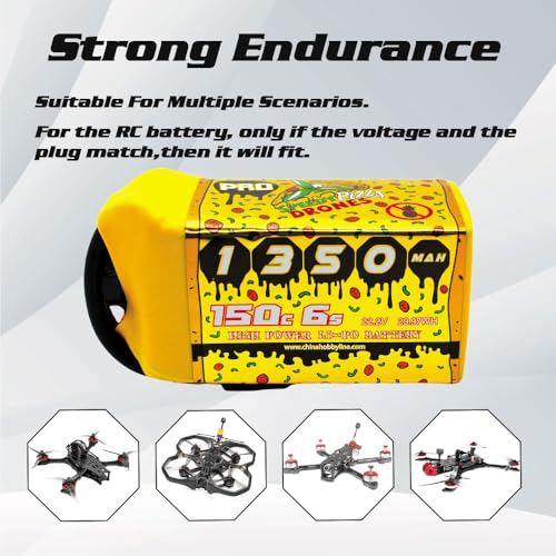 CNHL Speedy Pizza 1350mAh 6S Lipo Battery 22.2V 150C XT60 Plug | Low internal resistance offers explosive acceleration and agile control for FPV racing drones and cinematic quadcopters.