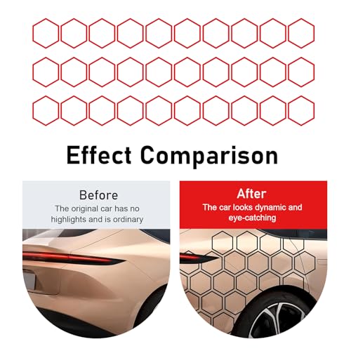 30 Grids Honeycomb Graphic Stickers, Reflective Hexagon Pattern Car Side Body Decals, Waterproof Automotive Body Modification Vinyl Decal, Universal for Car,Truck, SUV (Black) - color: Black
