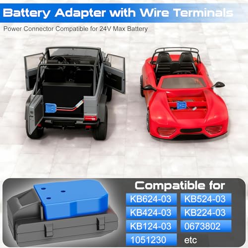 Battery Adapter Compatible for Kobalt 24V Battery | Dock Power Connector for Rc Car Rc Toy 12 Gauge Robotics with Wire Terminals - color: BLUE02