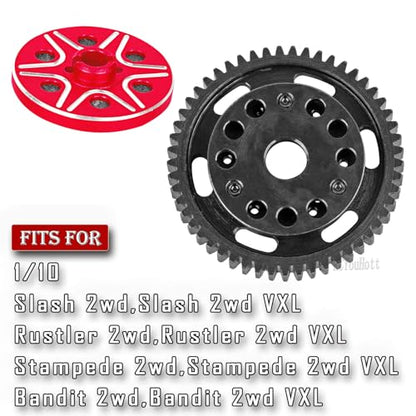 RCMYou RC 52T Slipper Clutch (0.8Mod) Transmission Gears Spur Gear Upgrades Part for 1/10 Slash 2wd VXL/Rustler 2wd VXL/Stampede 2wd VXL/Bandit 2wd VXL,Red - color: Red - (Upgrades)