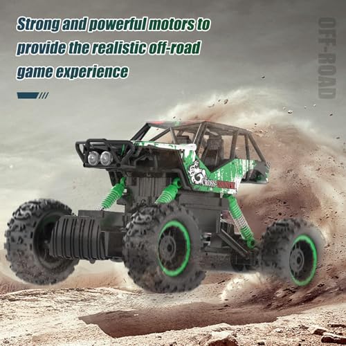 DOUBLE E 1:14 Scale Large Remote Control Car Monster Trucks with Head Lights, 4WD Off-Road All Terrain RC Car, Rechargeable Vehicle for Outdoor Play and Xmas Gifts