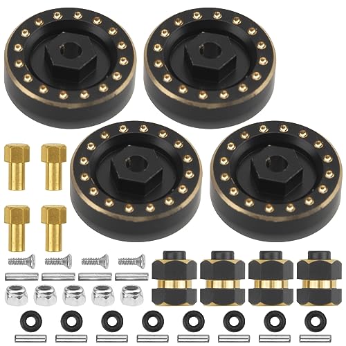 RC Brass 7mm Wheel Hex Hub Extension & Wheel Weights Hex Adapter Counterweight Compatible with Axial SCX24 AXI90081 AXI00002 AXI00001 1/24 RC Crawler Car
