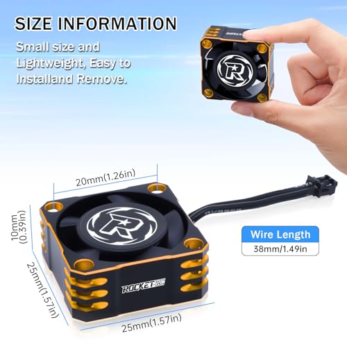 25mm RC Fan 32000RPM/8.4V RC Cooling Fan Turbo ESC Cooling Fan Heat Dissipation for 1/10 1/8, 1/12 RC Car TS120 TS160 TS120V2 TS160V2 ESC (Black+Orange) - color: Black Orange