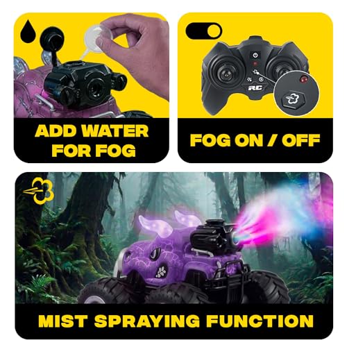 BEZGAR Monster Truck Toys, 1:18 Remote Control Monster Truck with Water Spray & Dancing Spins, 4WD RC Truck for Boys 4-7, RC Cars, Toys for 4+ Year Old Boys(Purple) - color: Purple