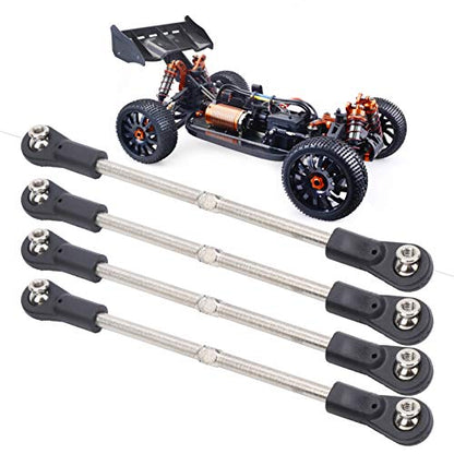 plplaaoo M4 Steering Linkage Rod Set Adjustable 110 120mm for 1/8 RC Racing Truck Car Metal Plastic Material Black Color 4Pcs