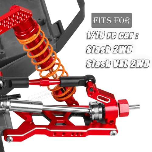 RC Upgrades Part for 1/10 Slash 2WD,Slash 2WD VXL,Alloy Aluminum Front Rear Suspension Arms,Front Steering Block,Rear Stub Axle Carriers,Left Right Caster Blocks,Red - size: Red(caster block set&arms)