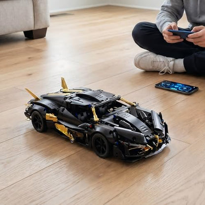 RC Car Building Kit, 1:14 App Control Car Kit with LEDs | car kit with 857 pieces, front and rear LED lights with an integrated power system; built for creative building, exhibition.