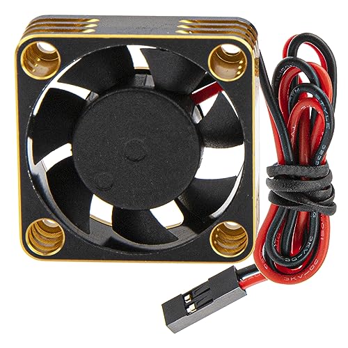 ShareGoo Alloy Brushless Motor ESC Cooling Fan Heatsink 28000RPM 30x30mm JST Plug for 1/8 1/10 1/12 RC Car 540 550 Brushless Motor,3010 (Black-Gold) - color: Black-Gold