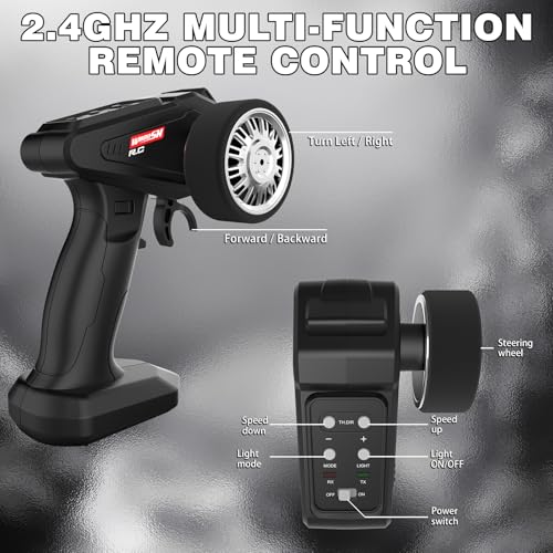 RC Drift Car 1:16, 2.4GHz 4WD Remote Control Car, 30+KM/H High Speed Drifting RC Cars with LED Lights Two Batteries and Drift Tires Racing Cars for Adults Boys Kids, Black - color: Black