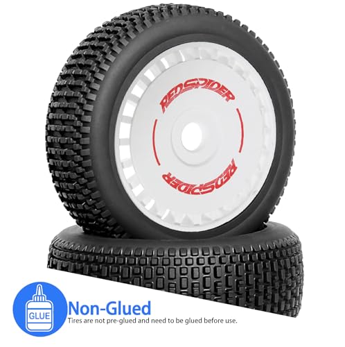 STMU OD 4.65inch 1/8 RC Buggy Rubber Tires Tyre w/Plastic Rim 17mm Hex Compatible with ArrmaTyphon 4WD ARA8306 ARA8606V5 Kyosho Exceed RC Traxxas Redcat HSP HPI 1/8 Scale Off Road Car Buggy (White)