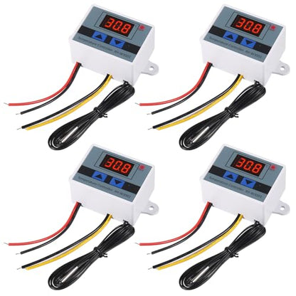 UMLIFE 4PCS XH-W3001 Digital LED Temperature Controller Module Digital Thermostat Switch with Waterproof Probe Programmable Heating Cooling Electronic Thermostat Range from -50℃ to 110℃ (12V 10A 120W) - style: 4PCS 12V