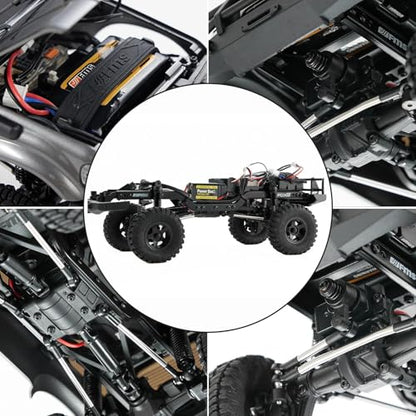 FMS 1/18 FCX18 RC Crawler Land Cruiser LC80 Toyota Officially Licensed, 4WD RTR RC Rock Truck with 2.4Ghz Transmission, Portal Axles, LED Lights for Adults Hobby Gifts (Blue) - color: Blue