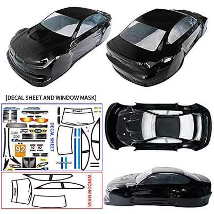 SANTAIZI 1/10 Scale E92 Style RC LEXAN Body Shell Replacement for Drift Racing Touring On-Road Car Width 200mm with Decal Sheet (Black) - color: Black
