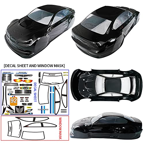 SANTAIZI 1/10 Scale E92 Style RC LEXAN Body Shell Replacement for Drift Racing Touring On-Road Car Width 200mm with Decal Sheet (Black) - color: Black