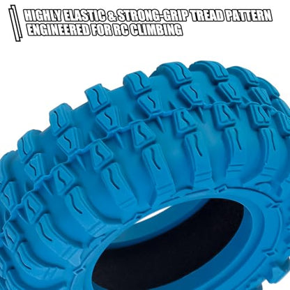GOUPRC 1.3" Wheel Tires Set, Aluminum Beadlock Rim Swamp Claw Mud Terrain Dragon Claw Tread Pattern Tires for SCX24 TRX4M 1/18 1/24 Upgrade RC Crawler Buggy Car - style: Dragon Pattern Black