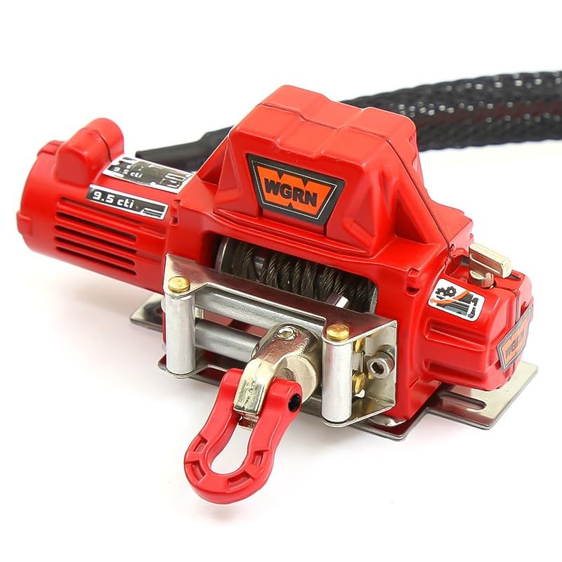 1 Set Full Metal RC Winch Compatible with 1/10 TRX4 SCX10 D90 90046, Red | Remote recovery and towing for trail driving, rock crawling and scale off-road truck builds - color: Red