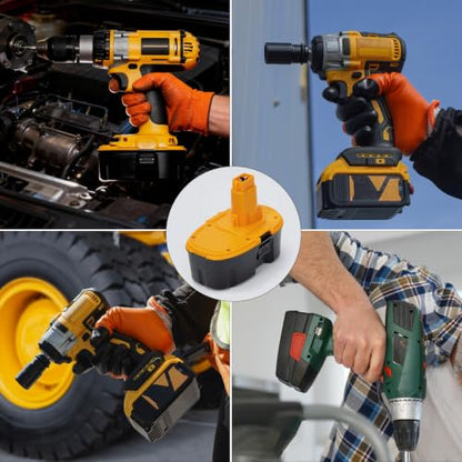 Upgraded 18V Replacement Battery for Dewalt 18V XRP Type Tools 2-Pack | 5.0Ah Ni-MH Battery Compatible with DC9096, DC9071, DE9096 DE9098 ,DW9071, DW9095, DW9096 Power Tools & Chargers