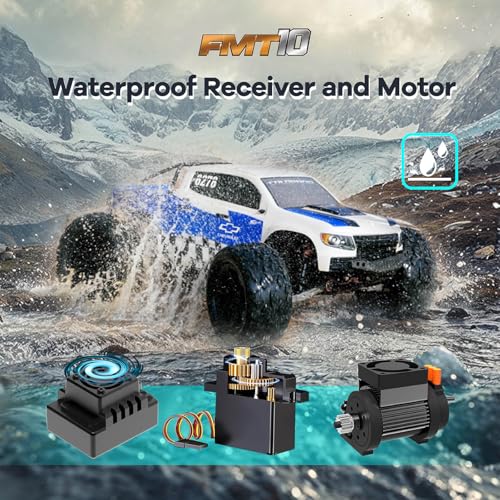FCXㅤ FMS FMT10S 1/10 Chevrolet Colorado S Brushless RC Truck, 4WD Off-Road Crawler with Metal Chassis, Waterproof ESC, Hobby Grade Remote Control Car for Adults (Black and Red)