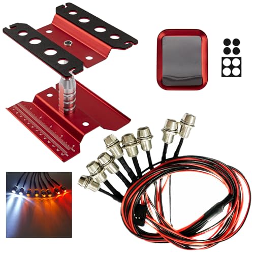 8Leds LED Light Headlights Lighting Taillight Kit & RC Car Work Stand Repair Workstation 360 Degree Rotation Lift with Screws Tray