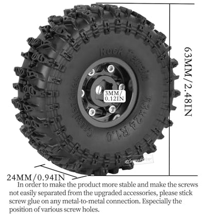 1.0 Beadlock Wheel Tires Set for 1/24 SCX24,1/18 TRX4M RC Crawler Car,1.0 Beadlock Wheels 1.0 Beadlock Tires RC Upgrades Part,4pcs,Black - color: Black(4pcs)