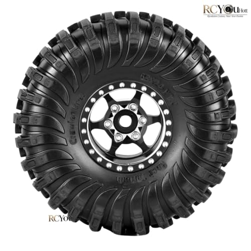 RC 1.0 Beadlock Wheels Tires Set for 1/24 SCX24 FCX24 1/18 Trx4m RC Crawler Car,Aluminum Wheel Rims/Soft Rubber Tires Wheel Tire,(4PCS) 1.0 Beadlock Wheels,Black - color: Black- (Wheel Tires)